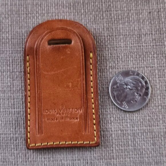 Louis Vuitton Name Tag Tan Genuine Leather Luggage Tag Made in France - Picture 7 of 10